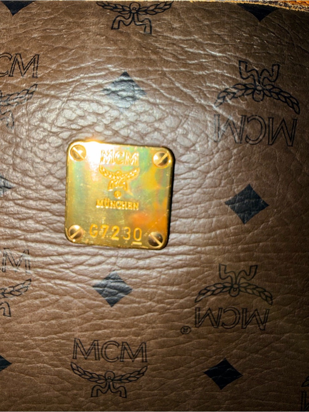 MCM Dark Brown Logo Tote with Tan Trim and Straps - Picture 6 of 8